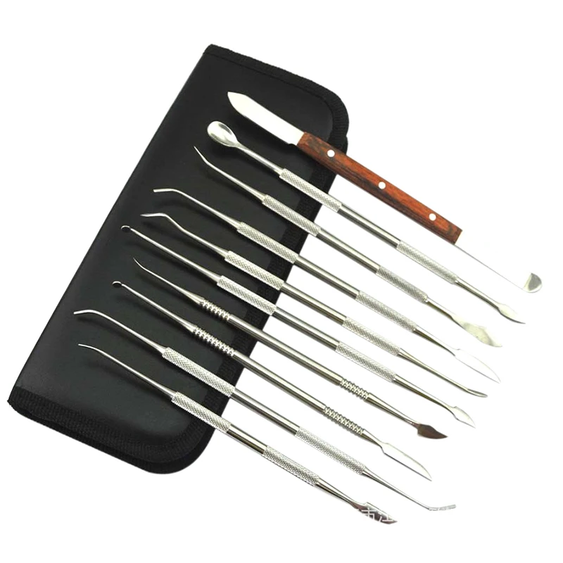 

10pcs/set Dental Spatula Plaster Knife Practical Stainless Steel Versatile Teeth Wax Carving Tool Set