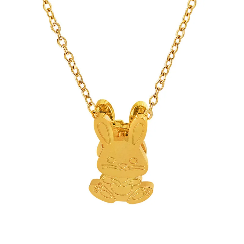 

Classic Rabbit Pendant New Fashion Gold Color Stainless Steel Chain Necklaces For Men Jewelry Gift Free Items With Free Shipping