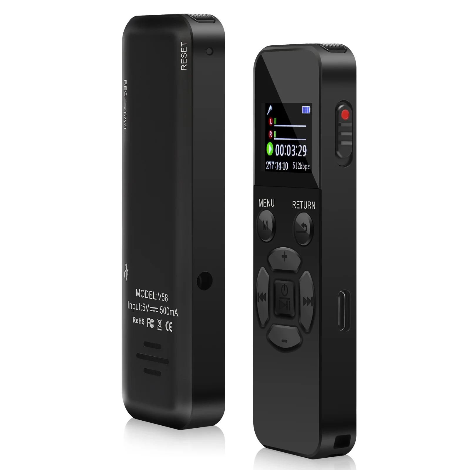 

V58 USB Pen Voice Activated Digital Audio Voice Recorder Mp3 Player 192Kbps Recording WAV 40H Continuous Recording Device Sale