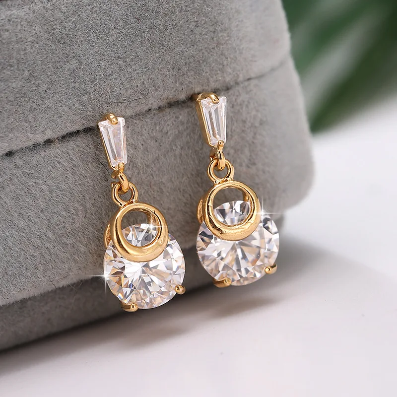 

Korean Fashion Classic High Quality Geometric Zircon Flower Earrings Friends Party Business Banquet Gifts Women Jewelry Earrings