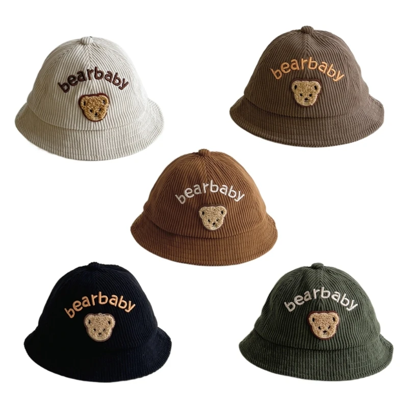 

2023 шляпа в рыбацком стиле, детская кепка с большими полями, шляпа-тазик с вышитым медведем, уличная дорожная шляпа от солнца в