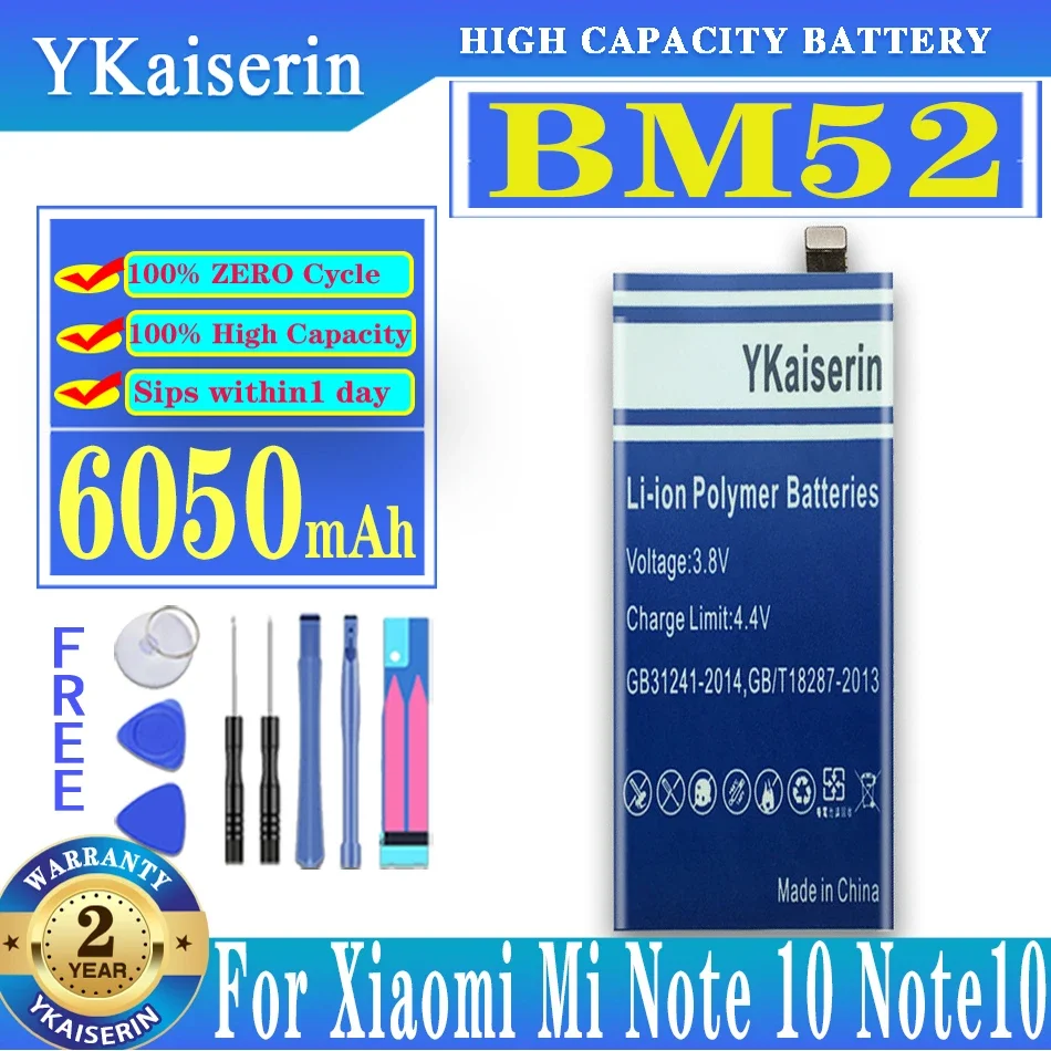 Сменный аккумулятор YKaiserin 6050 мАч BM52 для Xiaomi Mi Note 10 Lite/Pro Lite 10Pro CC9 Pro