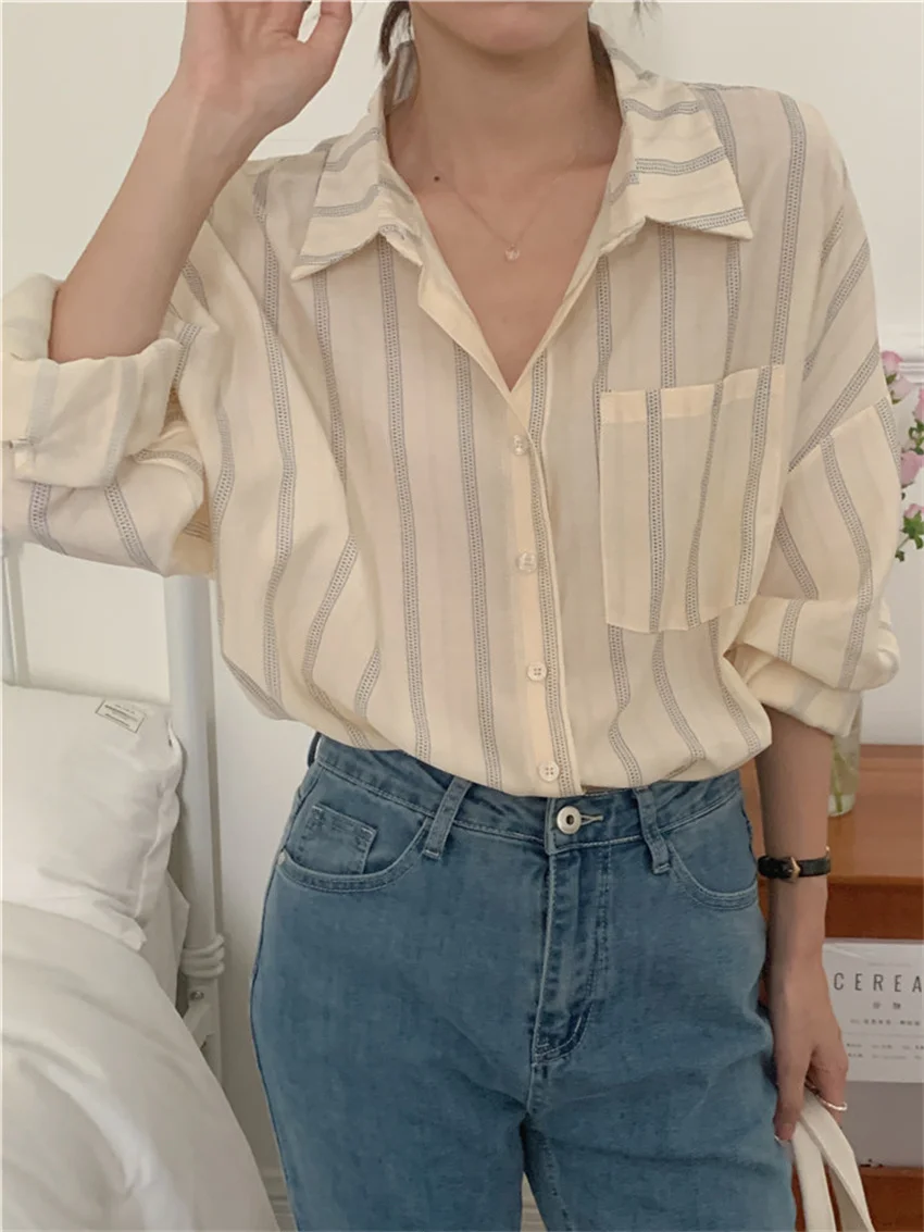 

Стильные женские рубашки HziriP в стиле оверсайз, летние облегающие повседневные шикарные офисные дамские деловые Топы с длинным рукавом, нов...