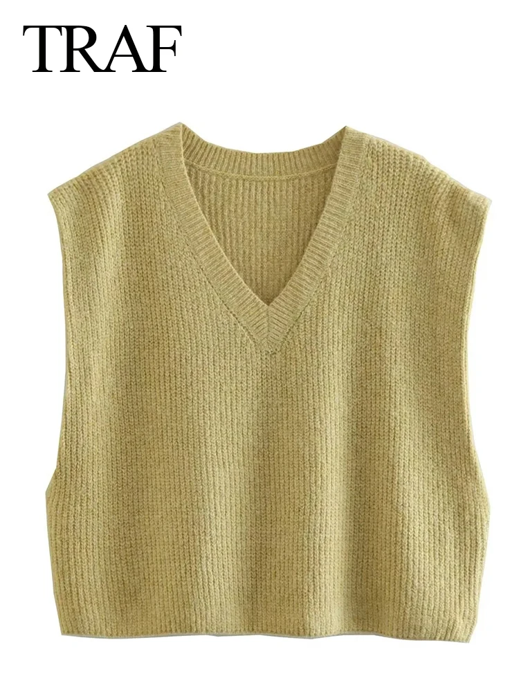 

Женский однотонный Вязаный топ с V-образным вырезом и длинными рукавами