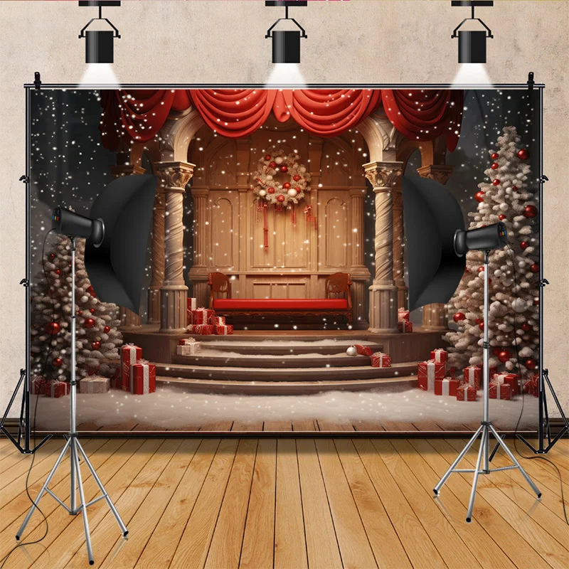 Фон для фотосъемки с изображением рождественских праздников и украшения