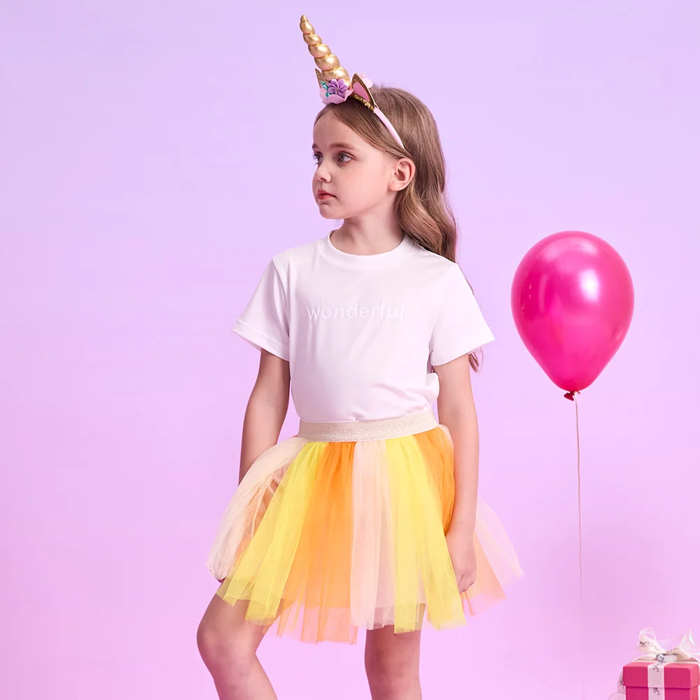 Радужная разноцветная юбка-пачка для девочек 3-8 лет