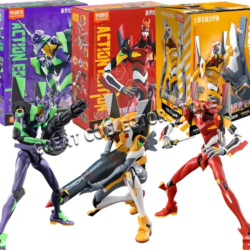 Фото BLOKEES Оригинальные сборные аниме-фигурки EVANGELION-02, 01, 08, EVA00, Asuka, Shinji, модель-игрушка, подарок от Giftmor Toys №3