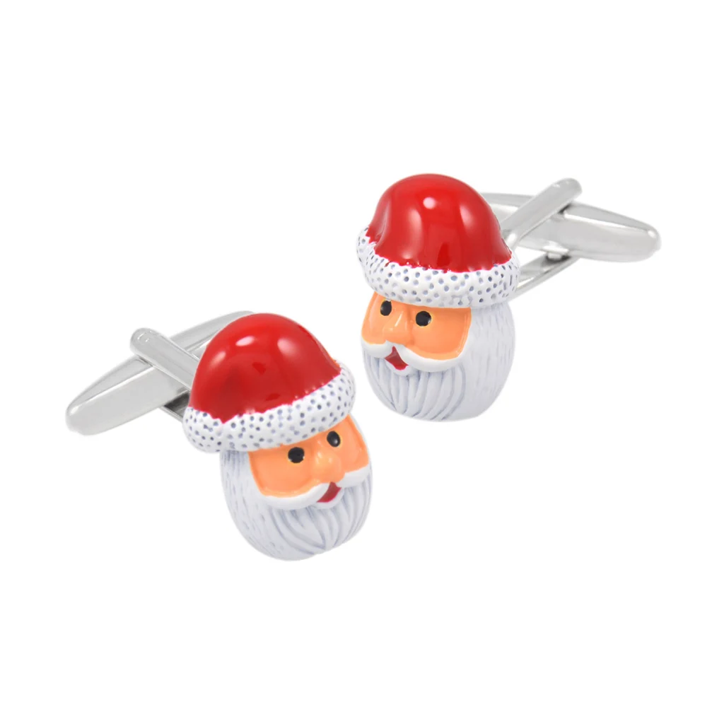 

NVT Santa Claus Cufflinks For Mens Shirt High Quality Enamel Cuff Links Christmas Commemorative Gift Free Engraving Name