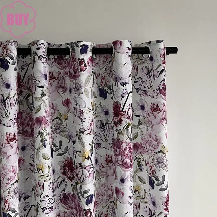 

2023 New American Curtains for Living Dining Room Bedroom Pastoral Plant Flower Curtain Window Fabric Curtain Customization