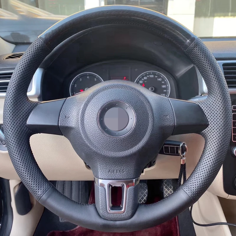 

Черная замша из натуральной кожи с ручной строчкой для Volkswagen Golf 6 Mk6 VW Polo MK5 2010-2013