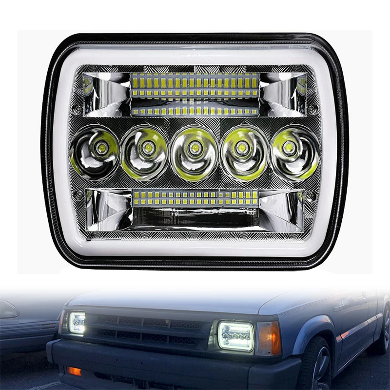 7 дюймов 1 шт. высококачественные квадратные фары 45 Вт с ореолом ангельские глазки