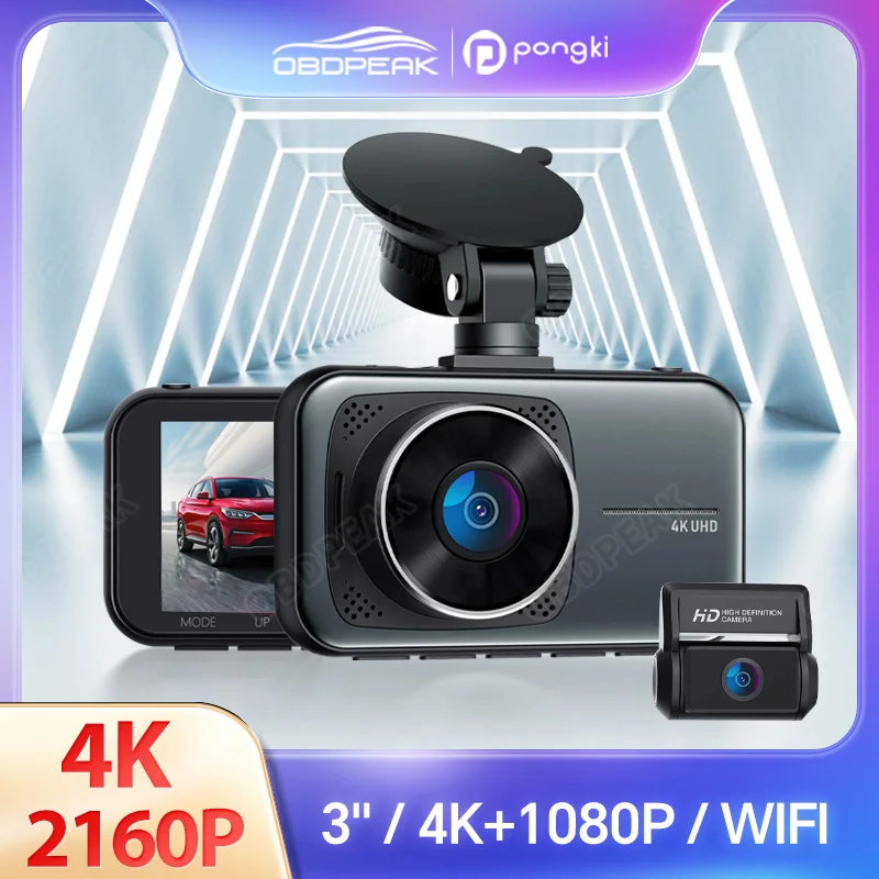 

Видеорегистратор UHD с функцией ночного видения, 3-дюймовые передние и задние камеры, 3860*2160, 4K, широкий угол обзора 170 °, запись изображений