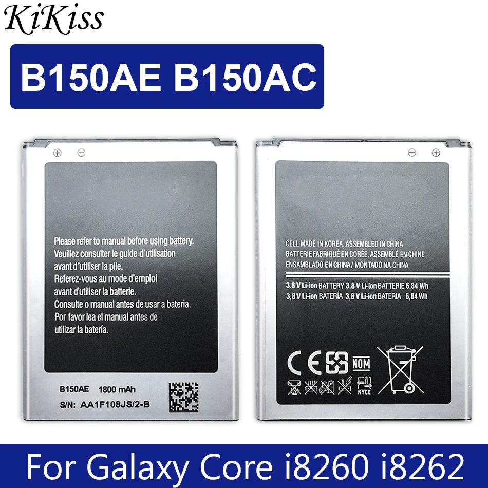 

Аккумулятор KiKiss B150AE B150AC 1800 мАч для Samsung GALAXY Core GT I8260 I8262 G3508j G3502 G3508 G3509 G3502U B150AE