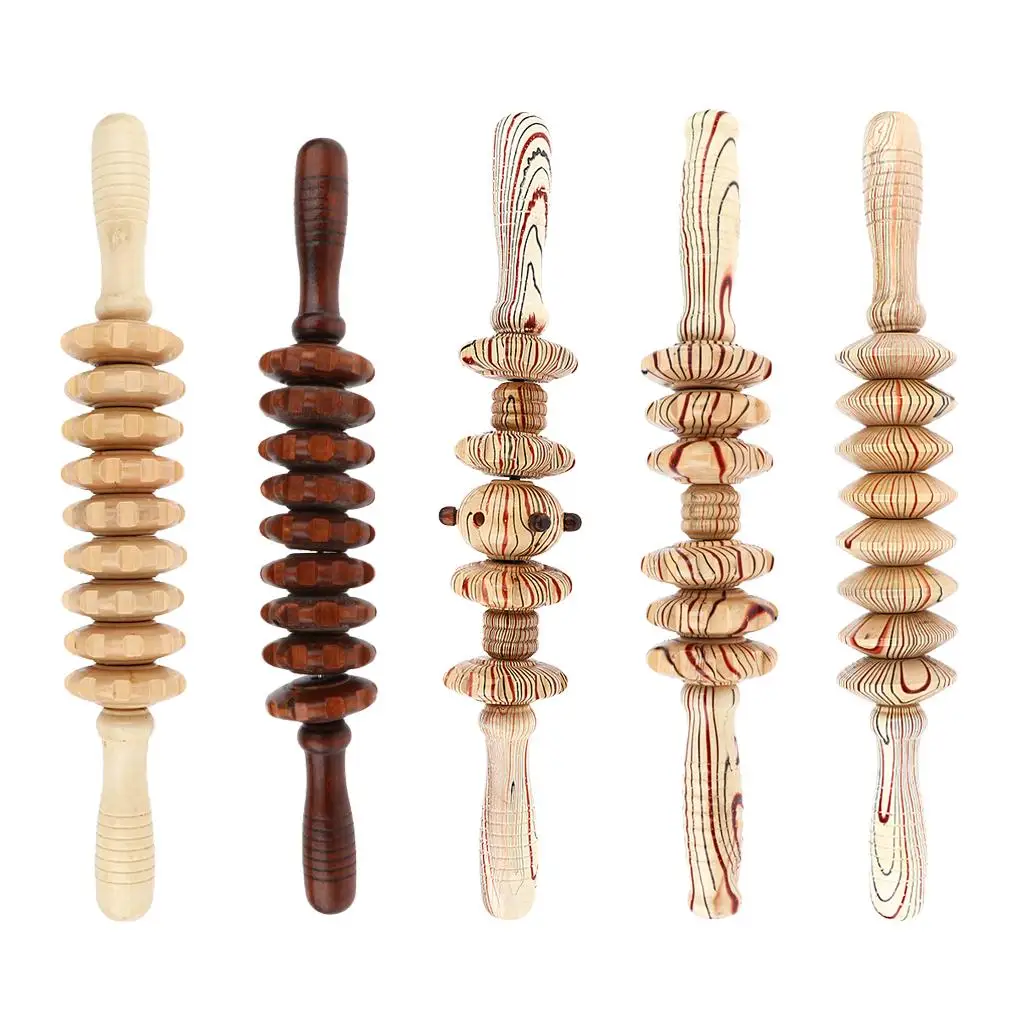 Массажный ролик с деревянной нескользящей ручкой 8-рулонный массажер для