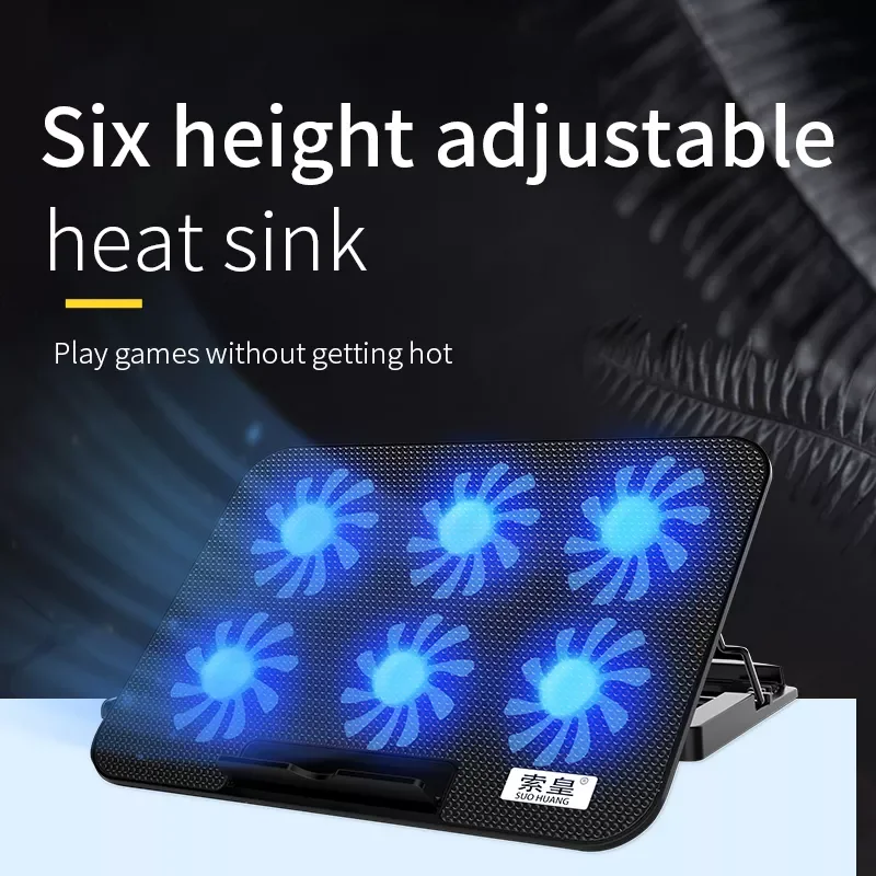 

Cooling Base Laptop Cooling Pad Gaming Laptop Stand Cooler Six Fans Two USB Port 2400RPM Adjustable Notebook Stand For Laptop