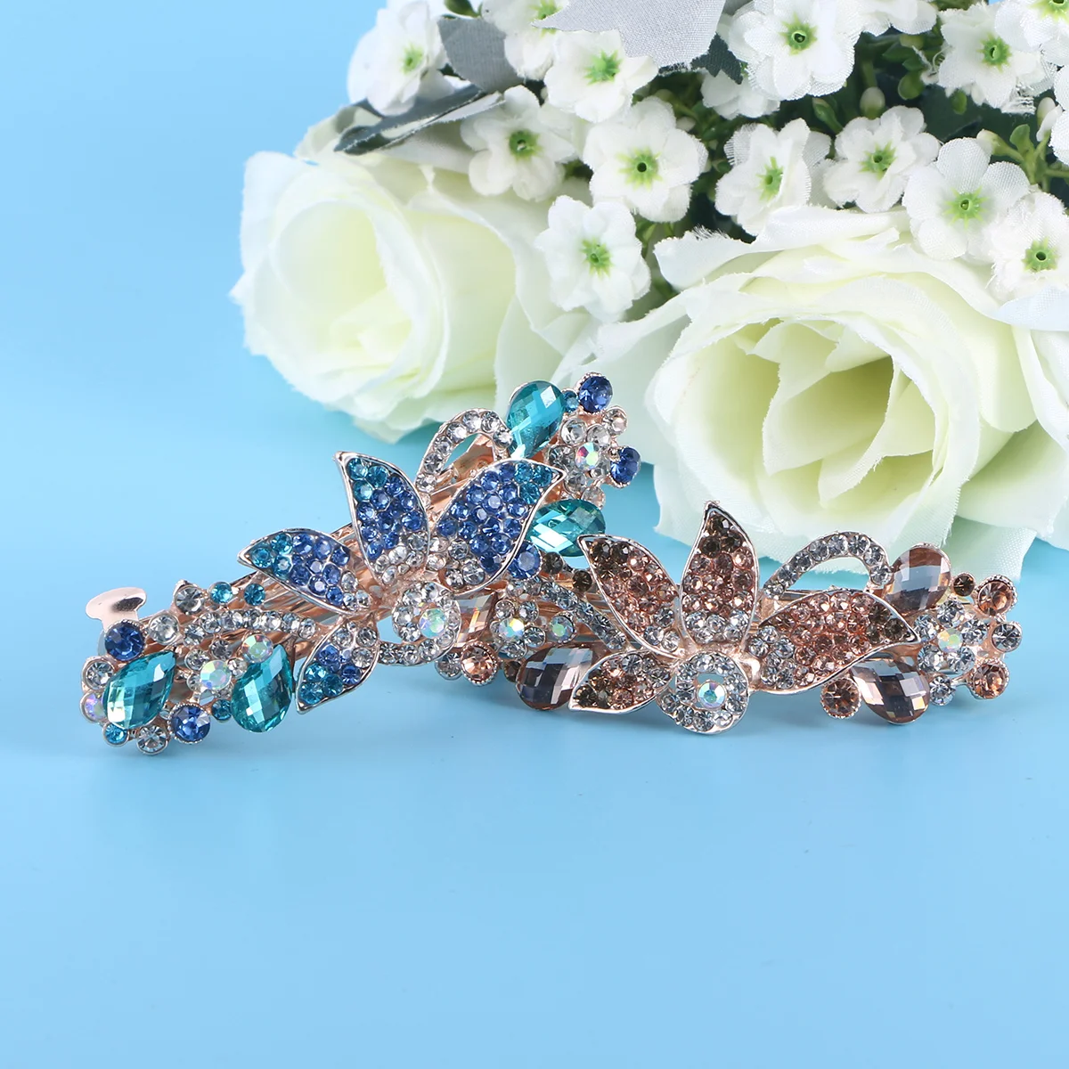 

Hair Crystal Clips Clip Spring Barrette Rhinestone Barrettes Metal Accessories Bridal Alligator Ponytail Vintage Holder French