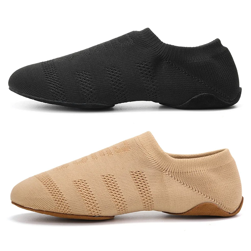 HROYL Ballroom Jazz Practice Dance Shoes Low Heel For Kids Soft Sole Black Tan Children Size Salsa Dancing Flat Sneaker Shoes