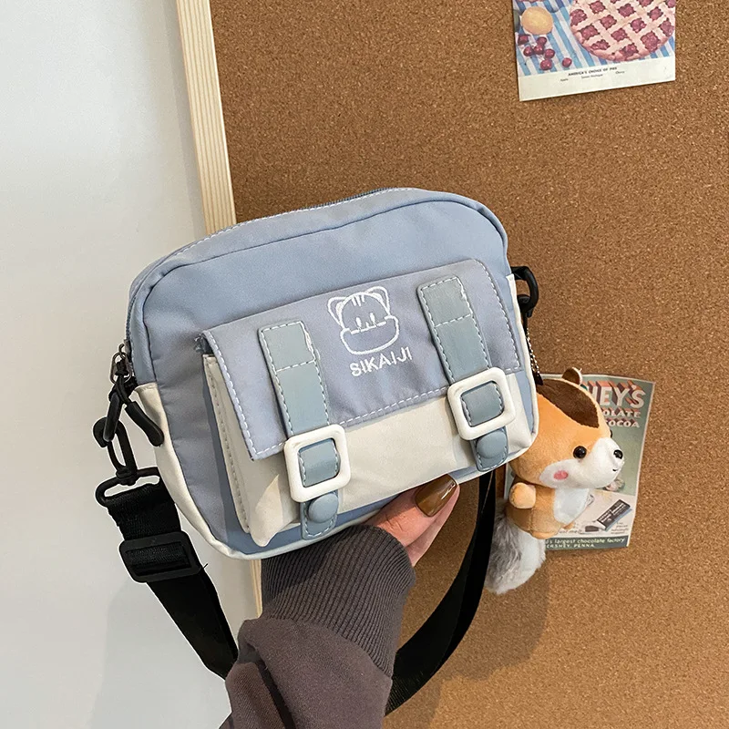 

Women Canvas Cross Shoulder Bag Small Korean Messenger Crossbody Bags for Girl 2022 Fashion Kawaii Female Student Mini Handbags