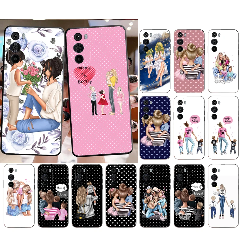 

Mama Mom Daughter Son Phone Case for Moto E22i E22 E32 E40 E20 Edge X30 20 Lite 20Pro 30 Neo Ultra Fusion E7Power E7 E6 Plus