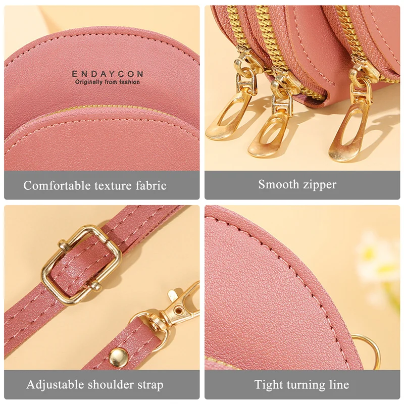 Women Crossbody Shoulder Bags Wallets Touch Screen Cell Phone Purse Soft Leather Strap Handbag For Female Luxury Messenger Bags