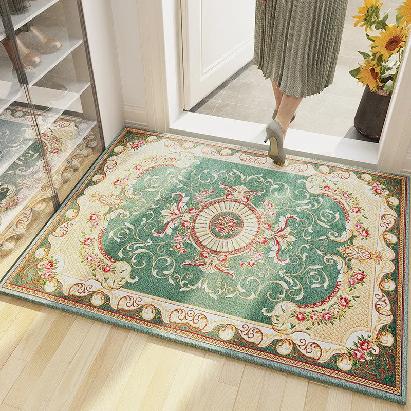 

European Vintage Door Mat Entrance Welcome Foot Mat Water Absorption Indoor Room Rug Non-slip Fade Resistant Washable Jacquard