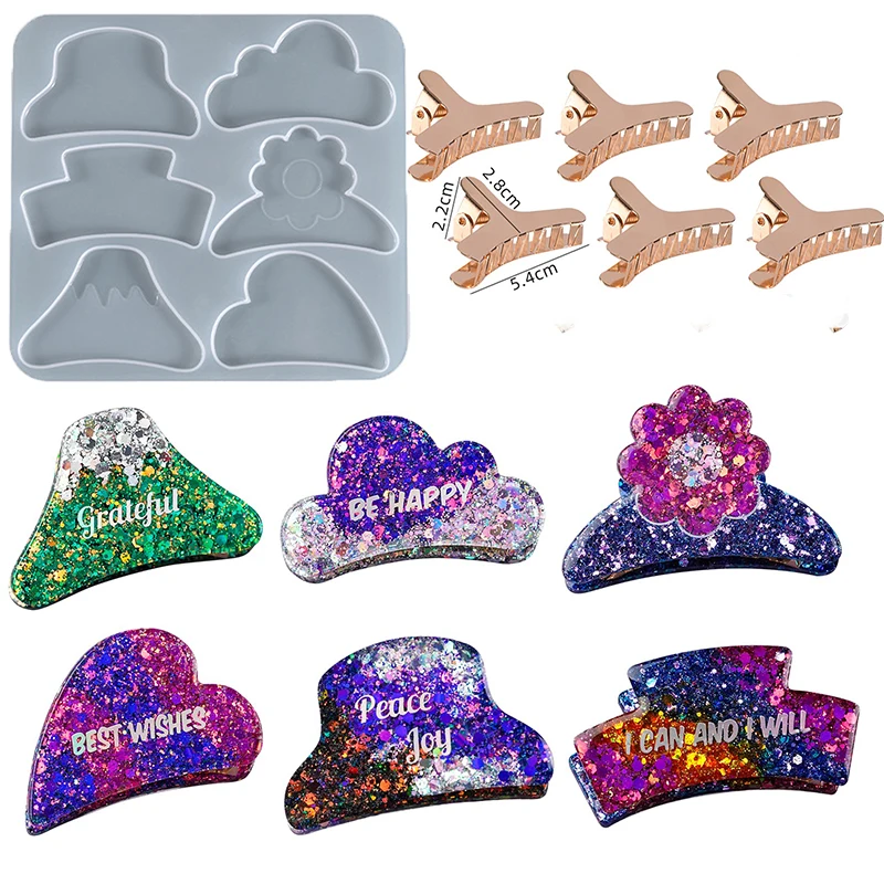 Hair Claw Clips Silicone Resin Molds Metal Geometric Barrettes Epoxy Molds For DIY Resin Women Hairpin Crafts Jewelry Making