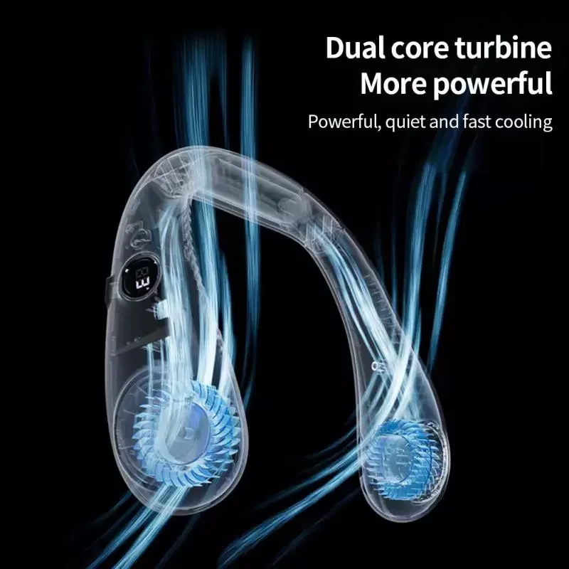 

NEW2023 Portable Neck Fan Summer Air Cooling Fans Digital Display Bladeless For Outdoor Sports Hanging Neckband Fans USB Ventila