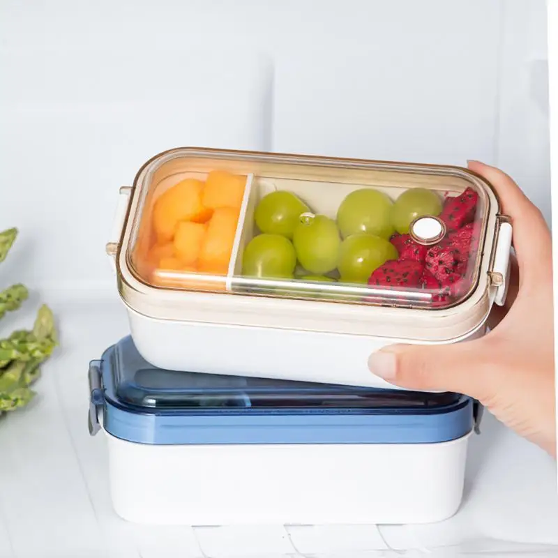 Portable Microwave-heated Lunch Box For Student School Food Fresh-keeping Storage Boxes Sealed Compartment Separated Tableware