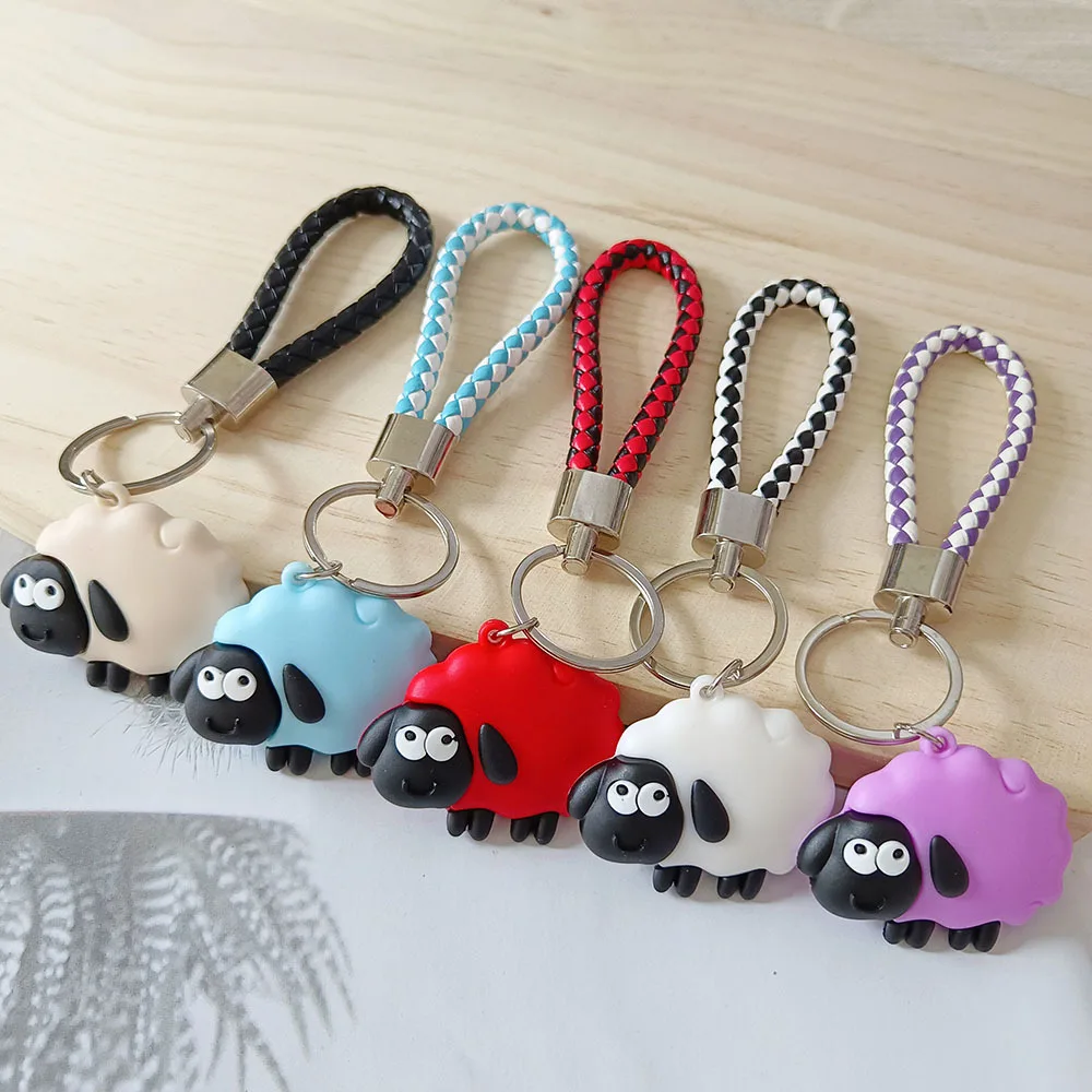 

New Cartoon Small Sheep Keychain 5 Colors Cute Animals Sheeps Keyring Man Car Keychains Women Bag Pendant Gift Couple Key Chain