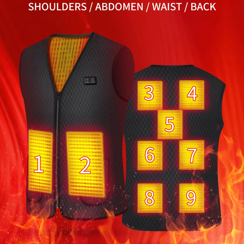 

Charging and Heating Vest Tank Top Men Three Gear Temperature Control Washable V-neck Sleeveless Warm Vest for Women