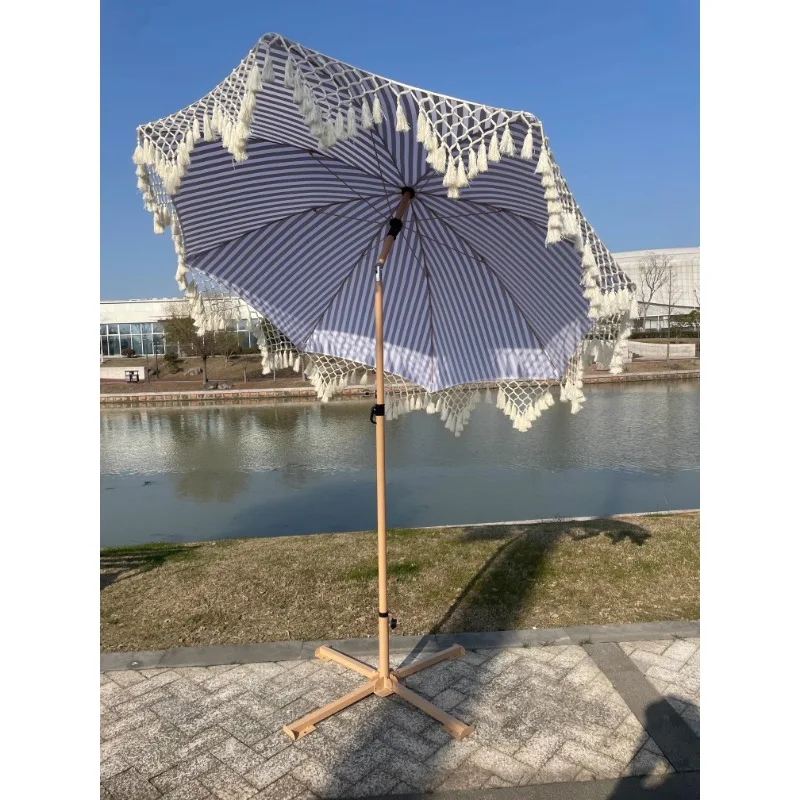 Вертикальные синие и белые полосы 8k желтый железный зонт B &amp кисточка для