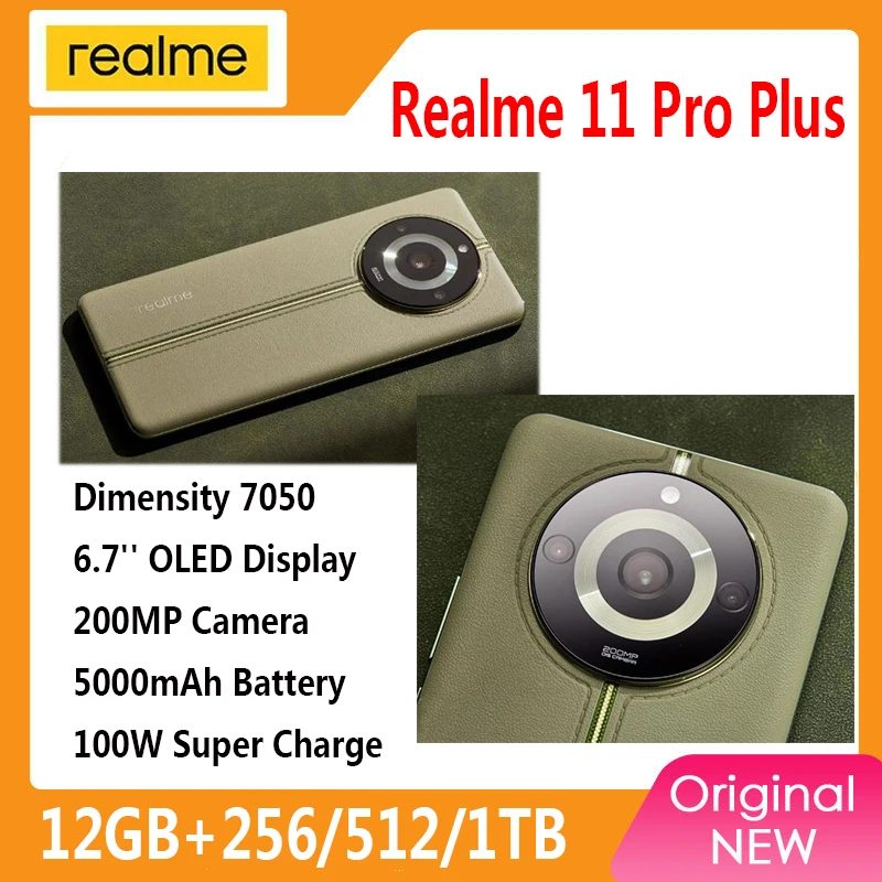 

Realme 11 Pro Plus 5G Smartphone Dimensity 7050 Mobile Phone 6.7'' 120Hz OLED Display 200MP Camera 5000mAh Battery 100W