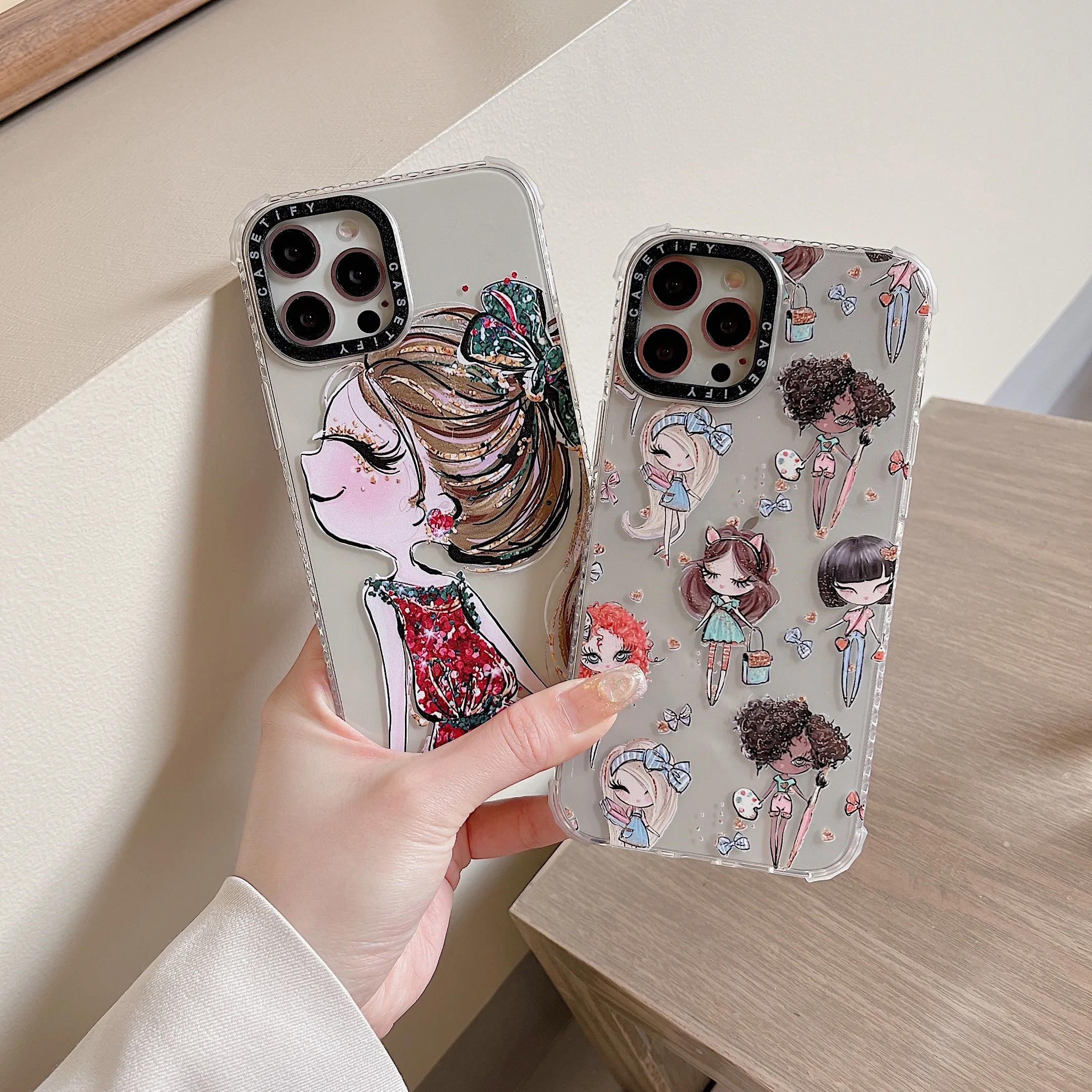 

Cartoon Manga Girl Phone Cases For iPhone 13 12 11 Pro Max XR XS MAX 8 X 7 SE Lady Girl Transparent Anti-drop Soft TPU Cover