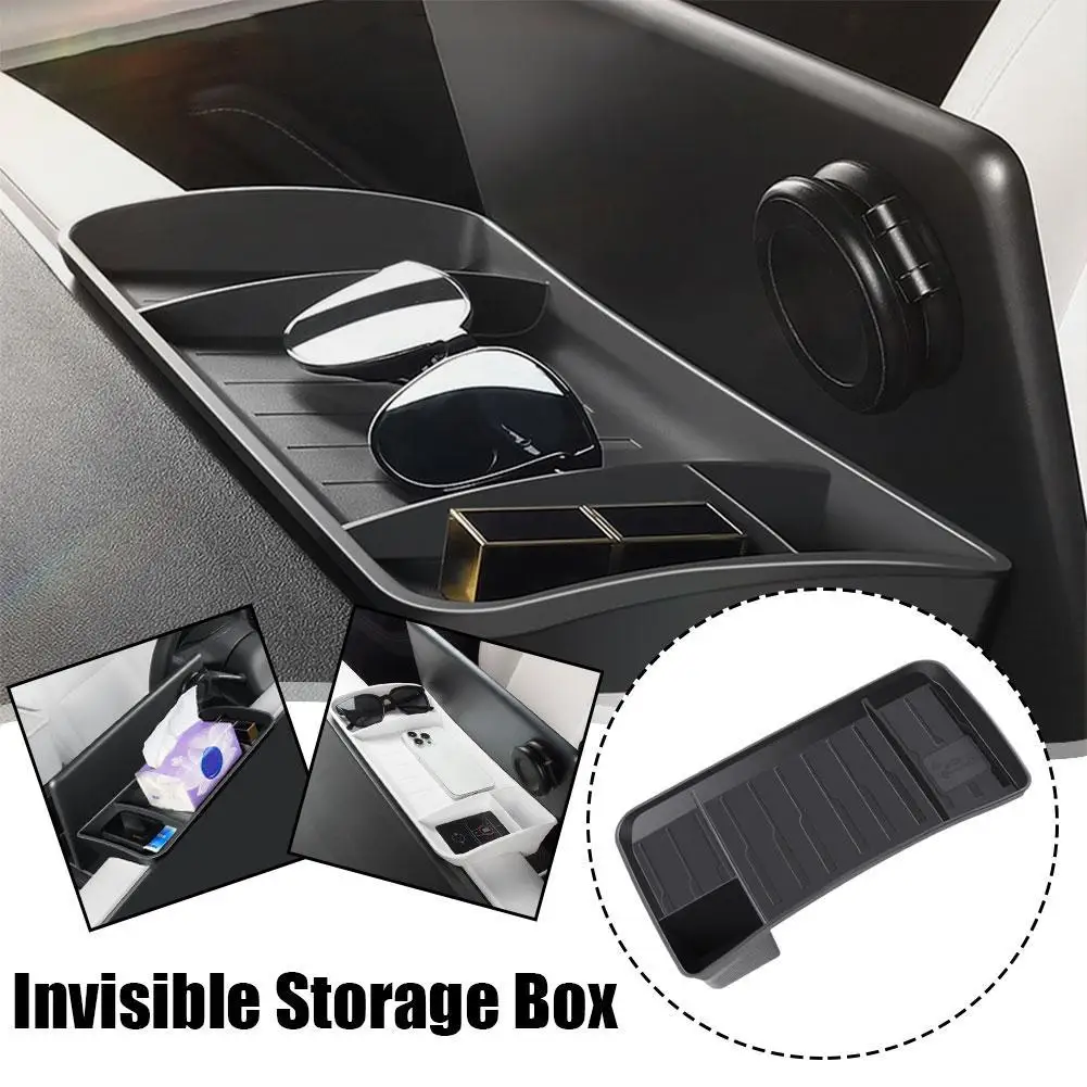 

For Tesla Model 3 Y Dashboard Screen Rear Storage Box Tray Tissue Box Invisible ETC Support Organizer Car Interior Accessories
