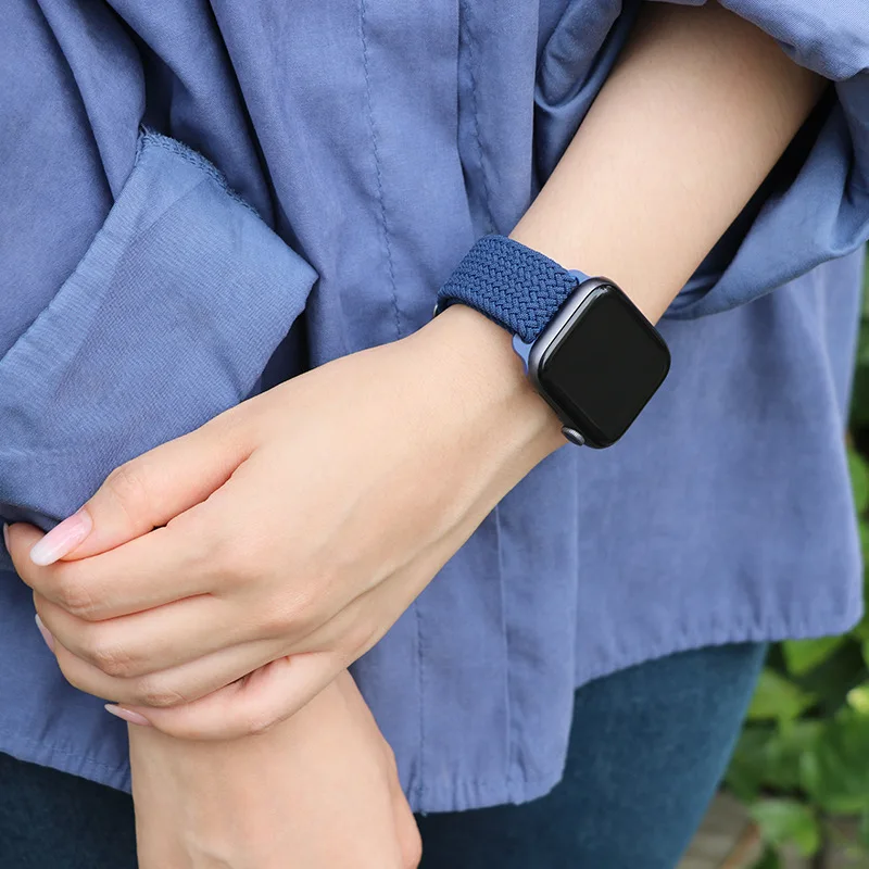 Slip Buckle Nylon Strap For Apple Watch Band 49mm 41mm 44mm 45mm 40mm Elastic Braided Bracelet iWatch Series 8 7 6 5 se 4 Ultra