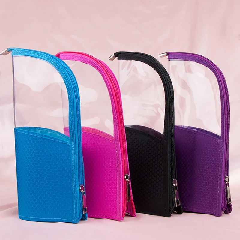

Hot Kf-Travel Makeup Brush Holder Pencil Case Organizer Waterproof Stand-Up Travel Cosmetic Bag Makeup Pouch