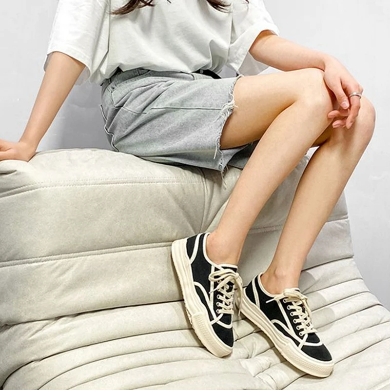 Autuspin Women Flat Vulcanized Sneakers Retro Canvas Women's Sports Shoes Casual Baskets Femmes Tendances 2023 Moccasins Zapatos