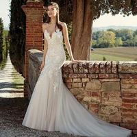 luojo charming wedding dress scoop neck spaghetti straps backless bridal gown floor length custom made for women vestido denoiva