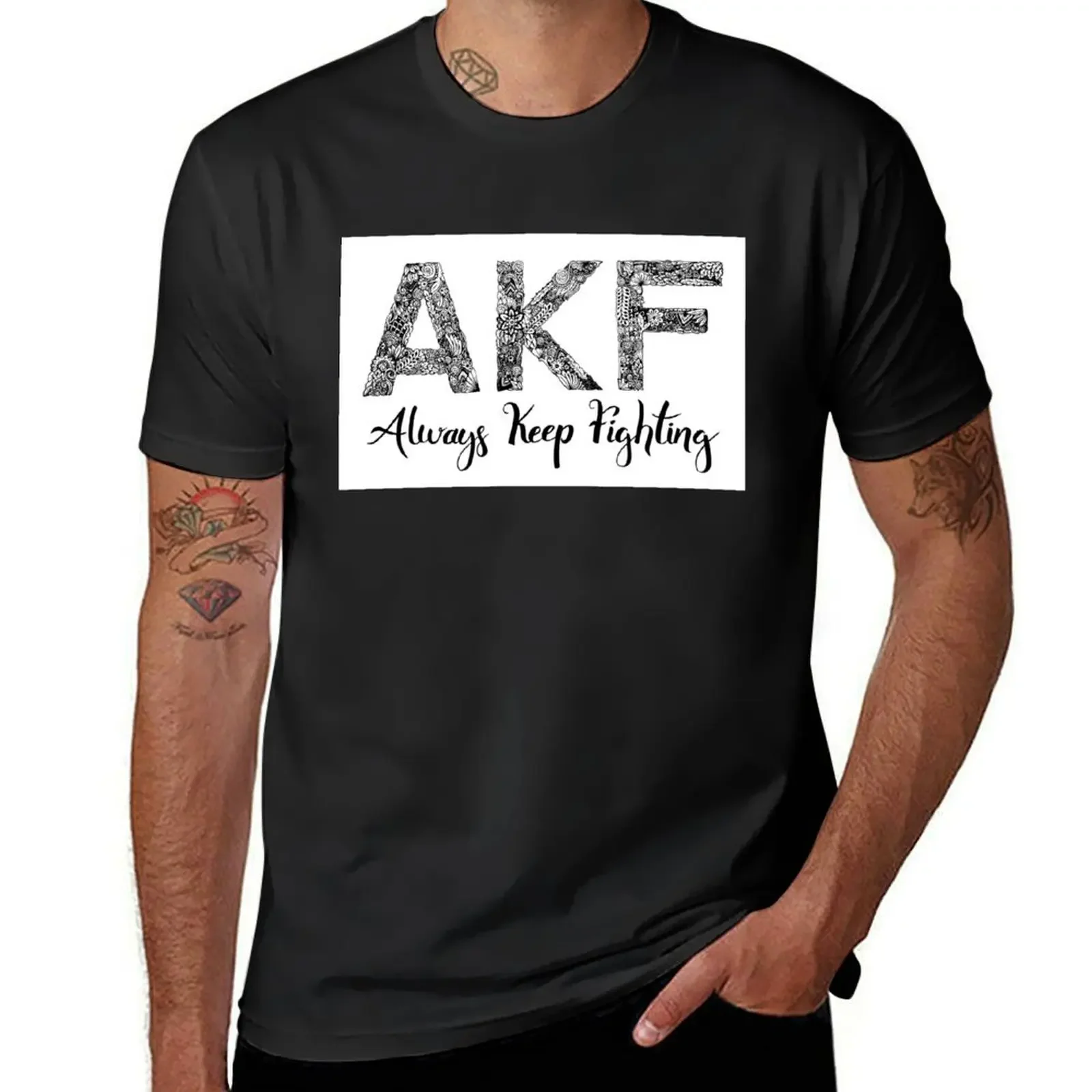 Футболка AKF Always Keep Fighting одежда в стиле хиппи синие арховные забавные футболки для