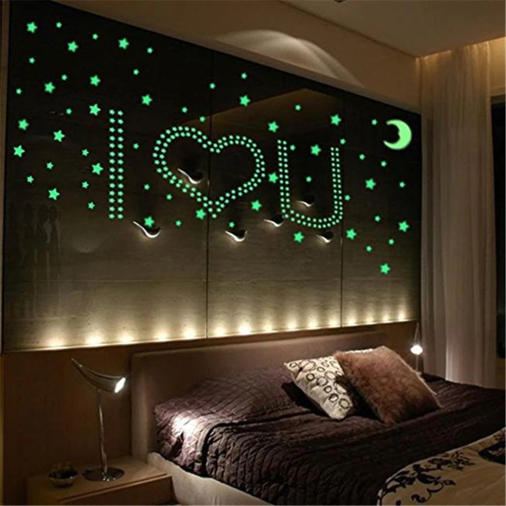 

200 Pcs Starry Sky Moon Glowing Stickers Set Home Decor Wall Glow In The Dark Stars Sticker Bedroom Decoration
