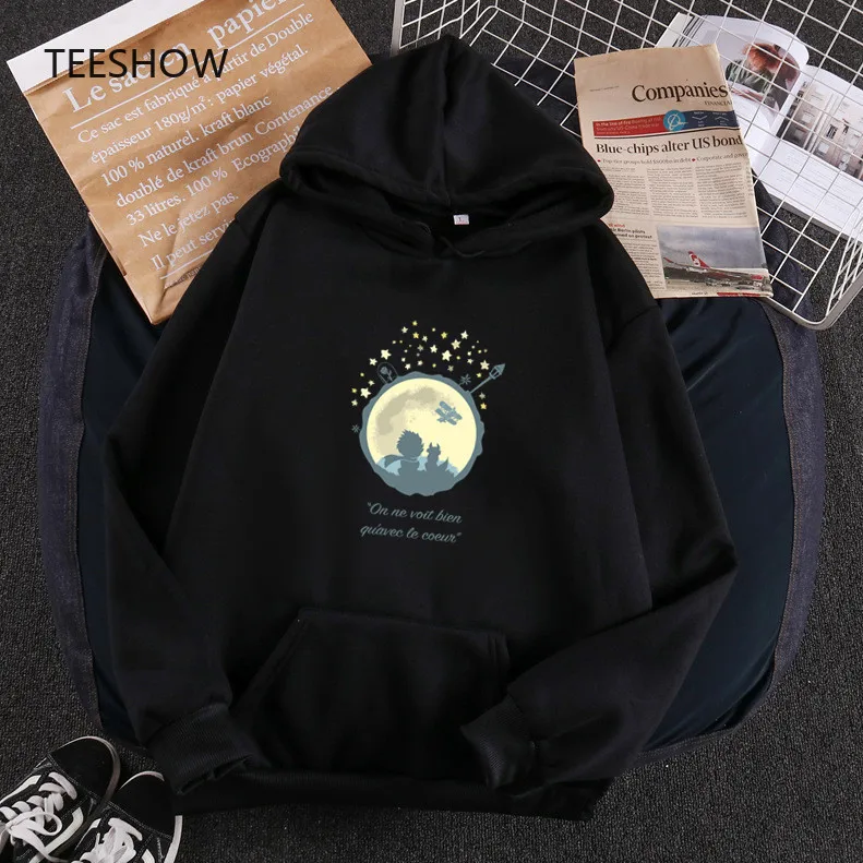 

Womens Hoodie Long Sleeve Little Prince Pattern Printed Winter Casual Sweatshirt Pullover Clothing Cute Oversized Hodies Clothes