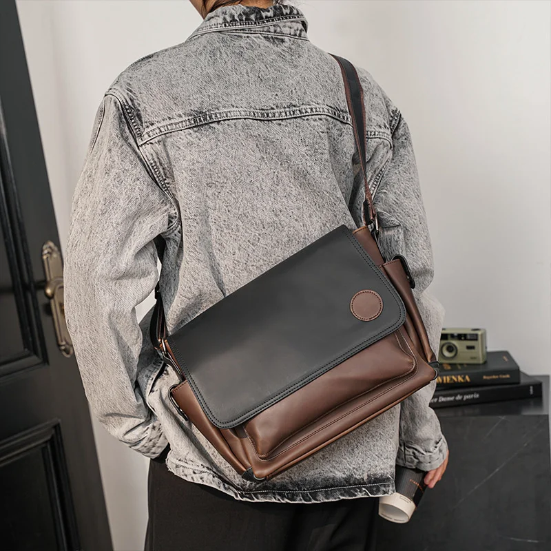 

Man Messenger Shoulder Bags Vintage Leather Men Crossbody Bags Business Briefcase Sling Backpack Male Hasp Cross-body Bag