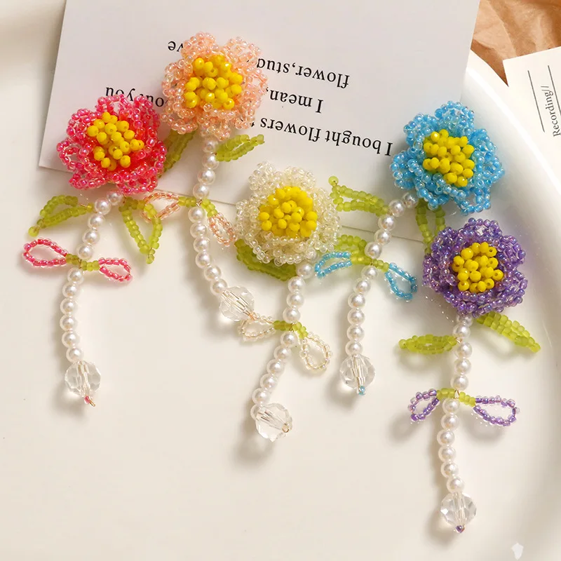 

Женские серьги «сделай сам», плетеные серьги с цветами и искусственным жемчугом, ювелирные украшения, аксессуары для поделок, 1 шт.