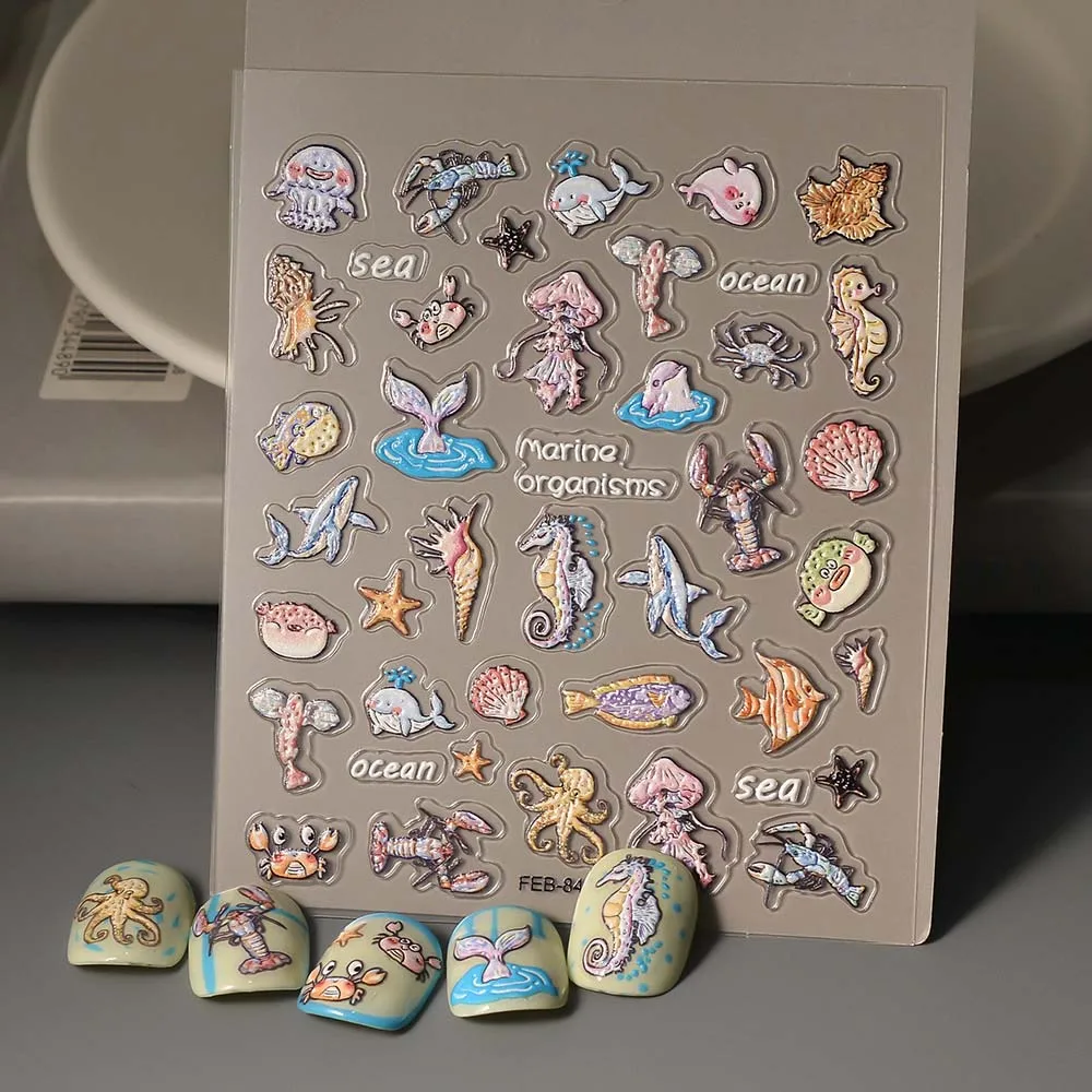 Наклейки для ногтей с изображением раковины звезды и океана Дельфин морская