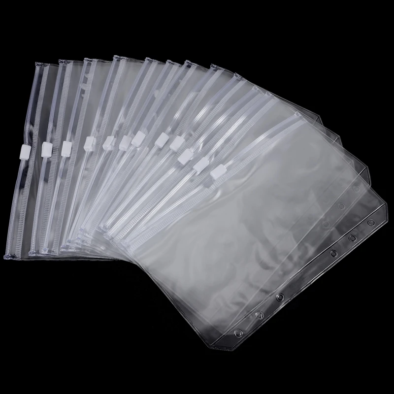 

A6 Size 6 Holes Binder Pockets, Binder Zipper Folders, Zipper Loose Leaf Bags For Documents Notebooks Cards, 12 Pcs