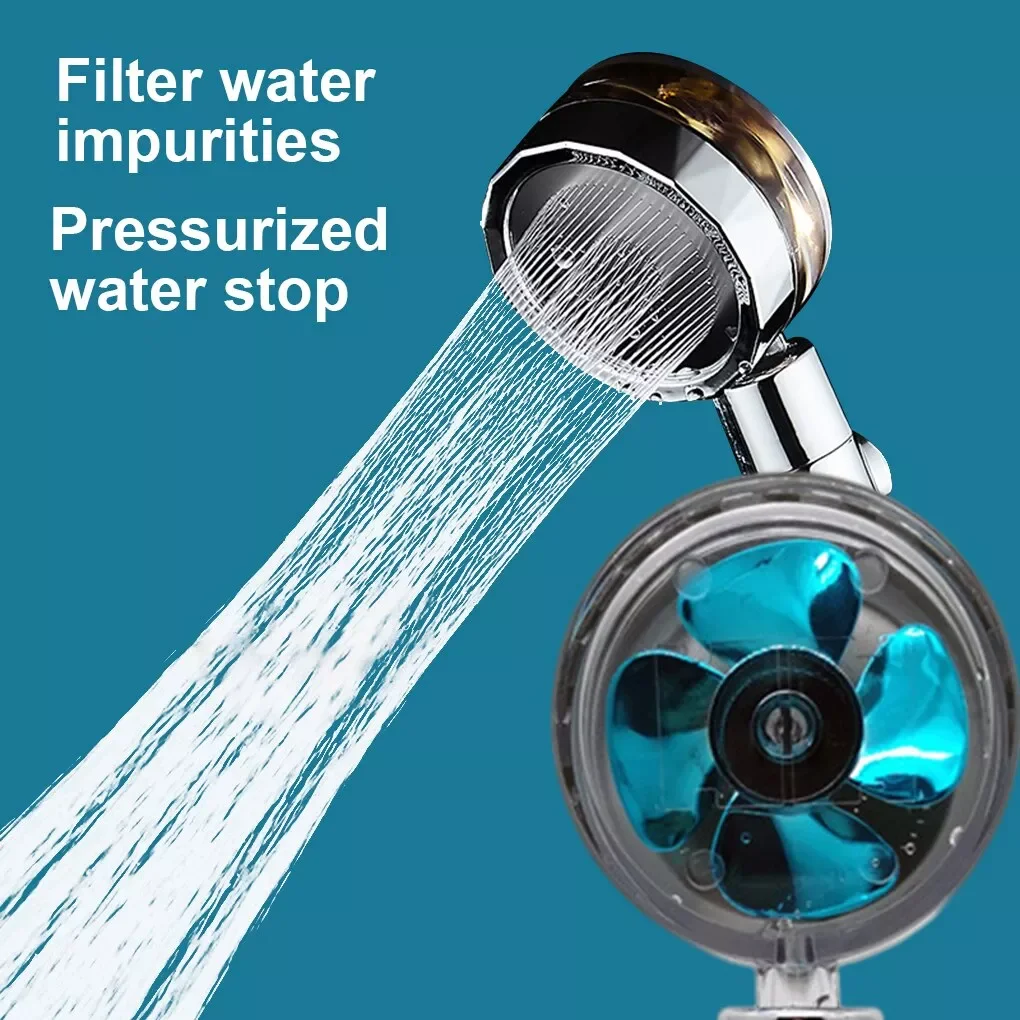 

2023NEW RecabLeght Shower Head Water Saving Flow 360 Degrees Rotating With Fan ABS Rain High Pressure spray Nozzle Bathroom Acce