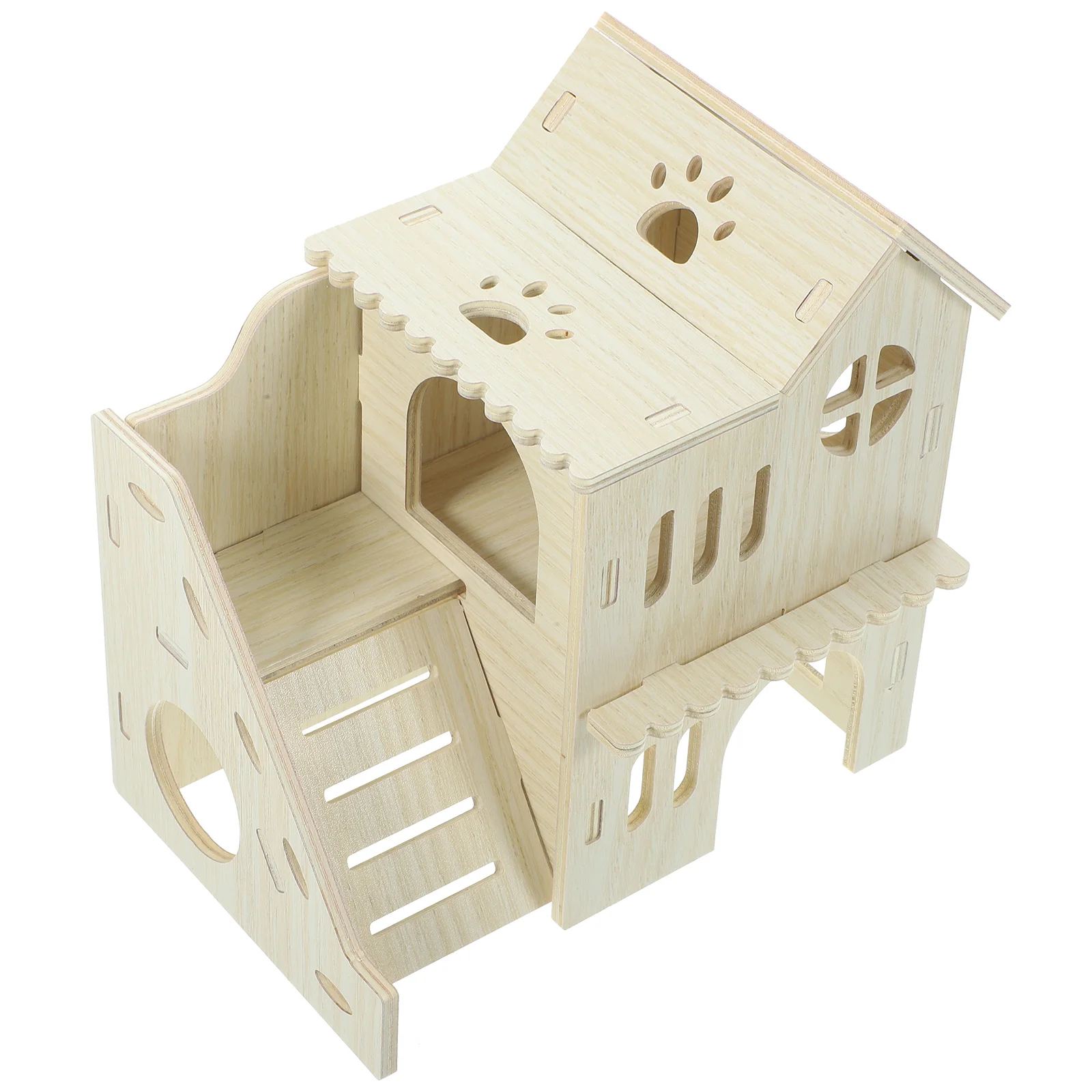 

1 Set of Small Animals Wood House Guinea Pig Wood Hut Hamsters Hideout Hiding Nest