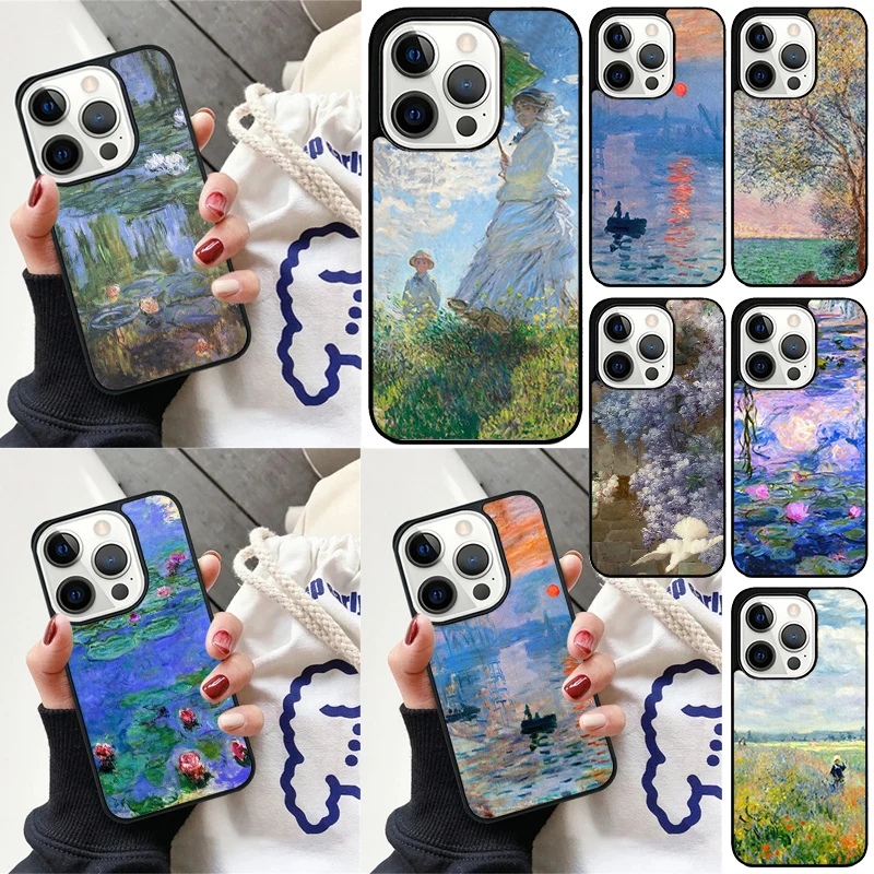 Чехол для телефона с изображением Клода Моне iPhone 16 13 14 15 Pro Max 12 Mini 11 6 7 8 Plus SE 2020