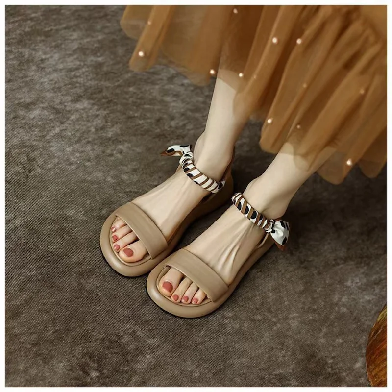 

Женские сандалии с открытым носком SENDNAKAI, разноцветные пляжные Повседневные Удобные сандалии в римском стиле на одной линии с толстой подошвой, лето 2023