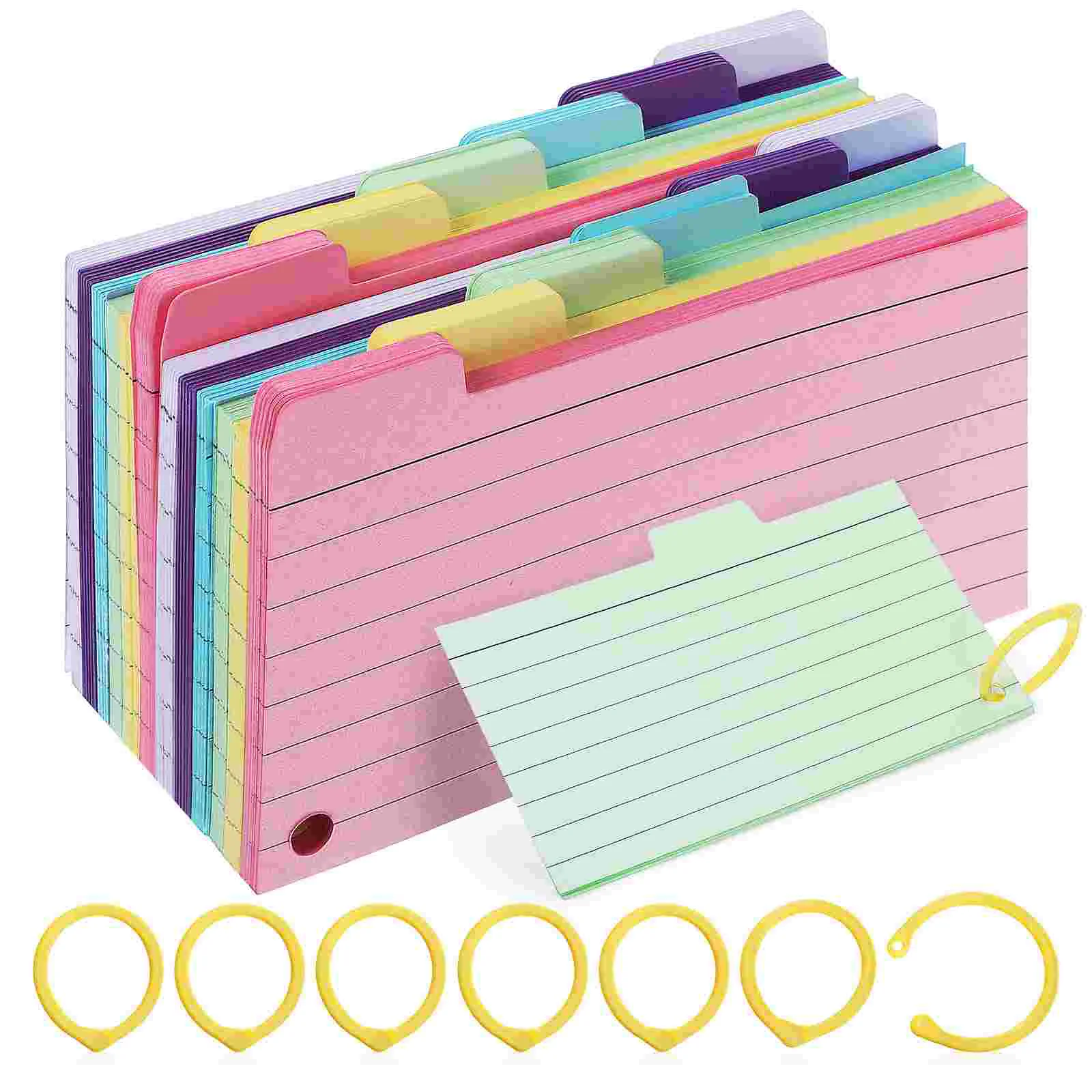 

450Pcs Logo Stickersssss Memo Pads Lined Flash Cards with 8 Binder Rings for Study Learning